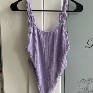 Aerie Lavender One Piece Textured Swimsuit
